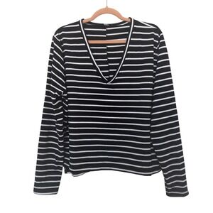 Nasty Gal Womens Top Size 12‎ Black Striped Long Sleeve Minimalist Parisian Chic